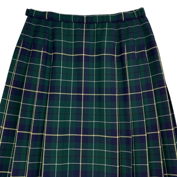 Vintage Pendleton Green Plaid Pleated Skirt with Flat Front Panel - Picture 7 of 11